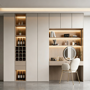 Armoire de rangement et coiffeuse modernes sur mesure avec étagère ouverte et bande lumineuse <span class=keywords><strong>pour</strong></span> présentation de vêtements - Product Image 2