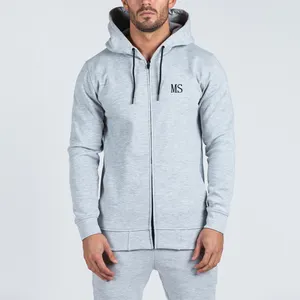 MS full zip spandex cotton hoodies men plain slim fit printed jackets