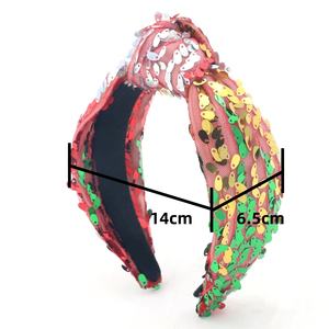 Conception populaire de luxe arc-en-ciel paillettes scintillantes personnalisé rouge or vert haut bandeau noué pour les femmes bandeau de <span class=keywords><strong>cheveux</strong></span> - Product Image 3
