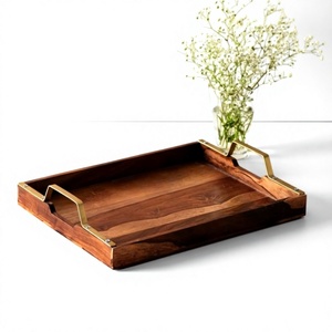 American Style Eco-Friendly Floral Wooden Tray for Snacks for Drinks-Decorative Serving Tray <b>Parties</b> <b>Table</b> Accessories - Product Image 2