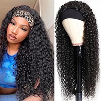 Perruques Afro Kinky Bouclées en Gros, Longues, Synthétiques, Classiques, Ondulées et Volumineuses, avec Bandeau, Sans Colle, Petite Taille