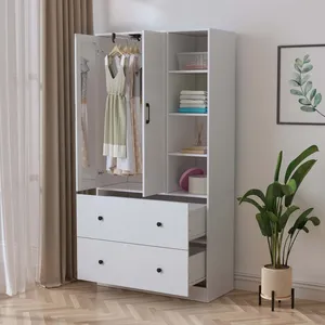 Cơ bản thiết kế hiện đại quần áo di động armoire tủ quần áo gương cửa tủ quần áo nội thất - Product Image 4