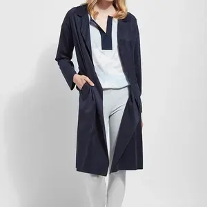 אופנה באיכות גבוהה לנשים שרוולים ארוכים לנשים מעיל טרנץ' זמש סופר רך עם חגורה