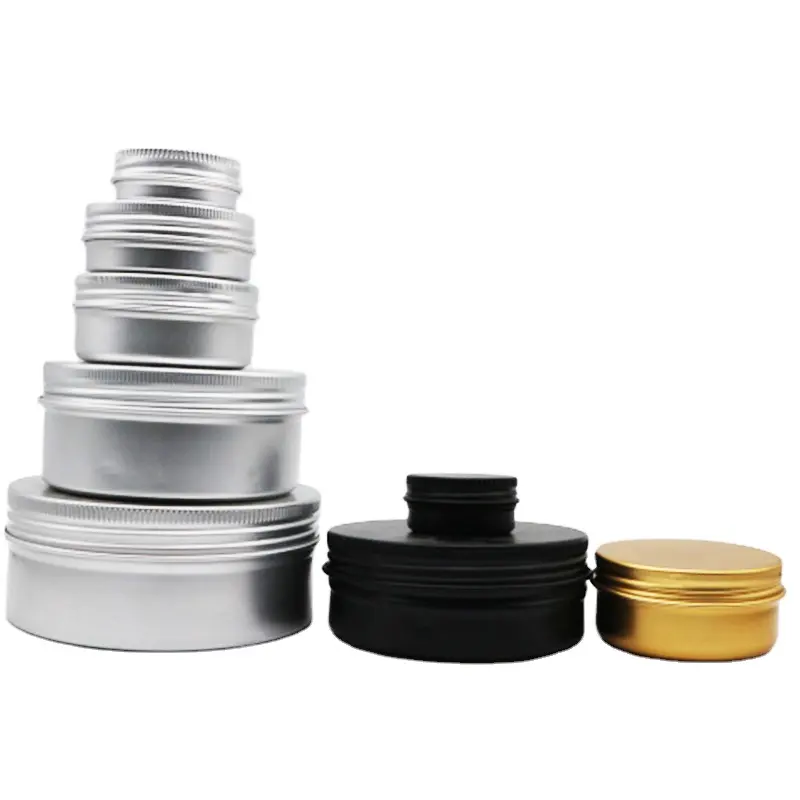 Gold Silver Black Refillable Containers Top Screw Lid Round Aluminum Tin Container Bottle for Cosmetic Lip Balm Cream