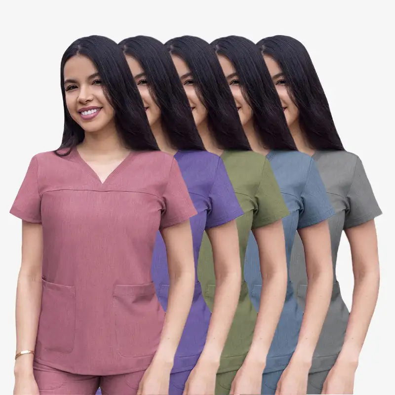 Custom 4 Way Stretch Spandex Diverse Kleuren Verpleegkundigen Ziekenhuis Uniformen Verpleging Scrubs Pak Worden Aangepast Jogger Scrub Sets