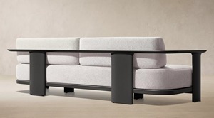 Conjunto de Sofá Contemporáneo para Exteriores con Mesa de Centro en Tela Beige y Estructura de Madera para Jardín o Patio - Product Image 6