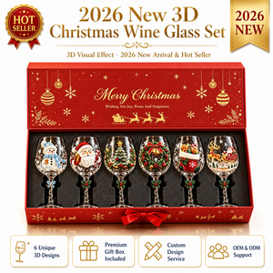 Set Regalo di Bicchieri da <span class=keywords><strong>Vino</strong></span> Natalizi, 6 Pezzi, Calici con Stelo, Decorazioni Natalizie con Babbo Natale, Pupazzo di Neve, Albero e Ghirlanda, Regalo per le Feste, Vendita all'Ingrosso - Product Image 3