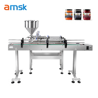 Machine de Remplissage Automatique Pneumatique PLC à Buse Unique avec Convoyeur pour Huile, Beurre de Cacahuète, Cosmétiques, Sauce au Fromage, Yogourt et Pâtes de 100 à 1000 ml
