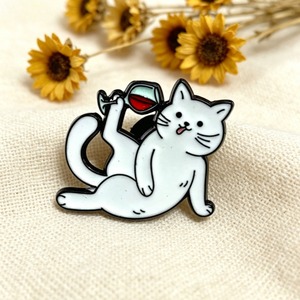 4 スタイル面白いワインエナメルピン亜鉛合金かわいい白い子猫ラペルブローチ漫画動物ジュエリーギフト - Product Image 3