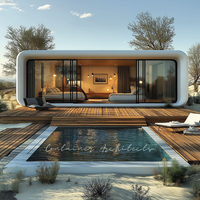 Maison capsule préfabriquée avec intérieur de luxe pour complexe de glamping
