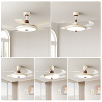 Ventilateur de plafond européen moderne de 52 pouces Lampe à LED Télécommande 6 vitesses Moteur BLDC DC 5 Smart Décoratif Bois de Noyer Couleur Nickel