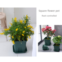 Pots de pépinière carrés en plastique vert de 16/19/21/24/27 cm pour le contrôle des racines, pour plantes de pépinière et fleurs