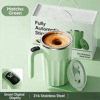 Mug à café auto-mélangeur Kingze Classic Mini en acier inoxydable avec affichage de la température, alimenté par batterie, 400 ml, pour usage domestique