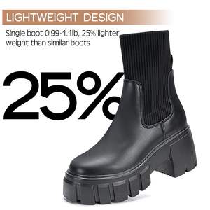 Bottes <span class=keywords><strong>Chelsea</strong></span> à la mode pour femmes de haute qualité Bottes à talons mi-hauts à plateforme Bottines classiques - Product Image 4