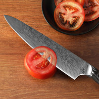 Couteau de Chef Professionnel 8 Pouces en Acier 5Cr à Motif Damas avec Manche en Bois, Tranchant, pour Viande, Fruits et Usage Général - En Promotion