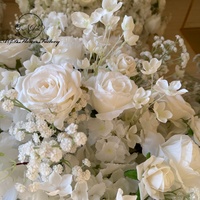 Boule florale de luxe en gypsophile et roses blanches ivoire, arrangement floral artificiel haute densité pour centre de table de mariage