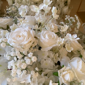 Sfera Floreale di Lusso in Gypsophila e <span class=keywords><strong>Rose</strong></span> Bianche Avorio, Composizione Floreale Artificiale ad Alta Densità per Centrotavola Matrimoniale - Product Image 3