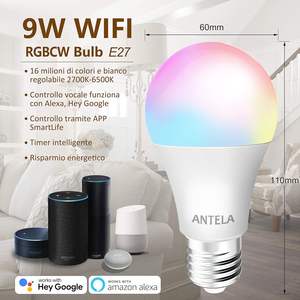 Ampoule LED Intelligente Antela E27 9W Multicolore Dimmable Contrôle par Application Wifi Corps en Plastique A19 Durée de Vie 25000 Heures - Product Image 5