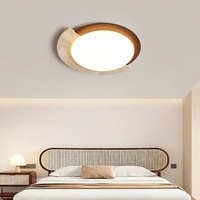 Plafonnier LED minimaliste moderne en bois de travertin, rond, encastré, pour chambre à coucher, salon