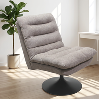 Fauteuil pivotant de loisirs pliable au design moderne, dossier confortable en tissu lin, pieds en métal, hauteur réglable, pour la maison et le bureau