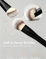 Pinceau de maquillage double embout pour le fond de teint et le contouring, avec poils synthétiques doux, format voyage portable