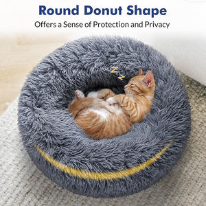 Proveedores personalizado original calmante donut gato perro cama larga felpa acogedora almohada gato nido esponjoso donut nido redondo mascota perro cama - Product Image 3