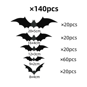 Derniers 12/paquet d'autocollants de chauve-souris noire 3D Halloween Stickers muraux - Product Image 5