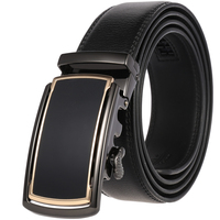Ceinture en cuir véritable pour hommes LY88951-1 avec boucle automatique à tirage inversé en alliage, personnalisable avec logo OEM