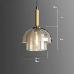 Hotel style art nordic glass light weight office modern creative room wedding e27 glass vintage hanging light for island