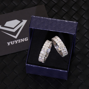 Anello in <span class=keywords><strong>Argento</strong></span> S925 con Moissanite Rotonda D VVS, Placcato Oro Bianco, Anello con Diamanti a 2 File, Anello Cubano con Moissanite, Prezzo all'Ingrosso RTS - Product Image 2