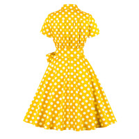 Grande taille X-4XL Vintage robe à pois pour les femmes à manches courtes col en V balançoire ceinture 50s 60s Pin Up Rockabilly robe de soirée Vestidos