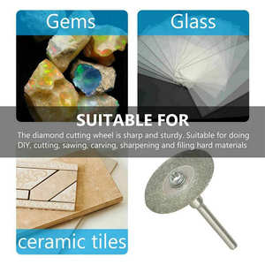 Disques de coupe diamantés de 20 mm de diamètre, lot de 12 pièces, 10 lames, 2 tiges de 3 mm, pour la coupe de pierres précieuses, de métal, de verre et de céramique - Product Image 4