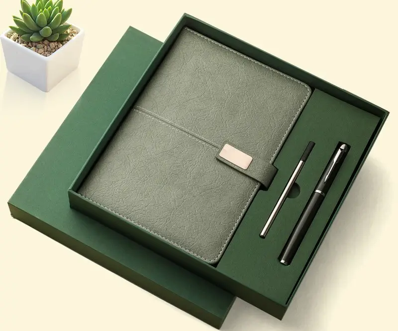 Premium Aanpasbare A4 A5 A6 Hardcover Notebook Cadeau Set Met Pen Bijvullen Usb Flash Drive Voor Zakelijke Klanten Kerstvakantie