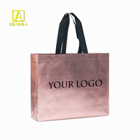 Sac de transport réutilisable LILALILA en tissu non tissé or et argent, réfléchissant, en PP, avec poignées ouvertes