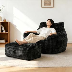 Poltrona Gigante a Sacco Grigio <span class=keywords><strong>Scuro</strong></span> per Dormitorio e Soggiorno, Comoda per la Lettura, per Adulti, Imbottita in Schiuma Ecologica, Confezionata Sottovuoto con Poggiapiedi - Product Image 6