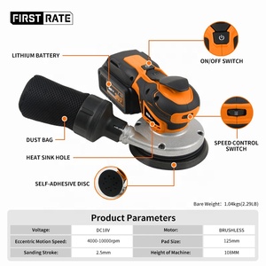 <span class=keywords><strong>Lijadora</strong></span> <span class=keywords><strong>Orbital</strong></span> Aleatoria Sin Escobillas de 18V, Carrera de 2.5mm, 4000-10000rpm, Profi Exzenterschleifer de 125mm <span class=keywords><strong>para</strong></span> Reparación de <span class=keywords><strong>Madera</strong></span> y Automóviles con Bolsa Recolectora de Polvo - Product Image 4