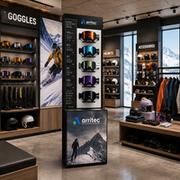Présentoir de sol métallique OEM pour lunettes de sport d'extérieur, présentoir pour masques de ski, équipement pour magasin de snowboard