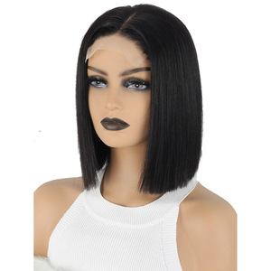 Sweetie 12A Lớp Siêu Đôi Rút Ra 4X4 Ren Đóng Cửa Brazil Remy Tóc Dài Glueless <span class=keywords><strong>Bob</strong></span> Tóc Giả 130% Mật Độ Màu Đen - Product Image 2