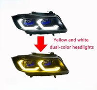 Feux avant HETOP E90 2005-2012 Série 3 Version bicolore Jaune et Blanc Lampe Ikon Mise à niveau LED DRL Style lentille laser pour BMW