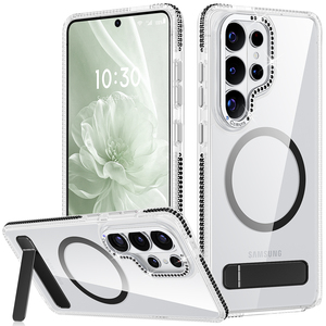 Nueva Funda de Teléfono Transparente con Brillantina de Diamantes de Lujo para Samsung Galaxy S26 S25 S24 Ultra, Carcasa Trasera Magnética Antigolpes con Soporte de Tira - Product Image 1