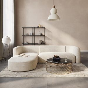 Bắc Âu Nén L Hình Dạng Sofa Cong Sang Trọng 2 Trong 1 Kem Nén Cong Thời Trang Cắt Ghế Sofa Boucle Nhung Vải - Product Image 1