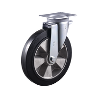 Roue pivotante robuste VIMA de 8 pouces avec frein, roues en caoutchouc et aluminium, roulettes pour poubelle, capacité de 500 kg, double roulement à billes