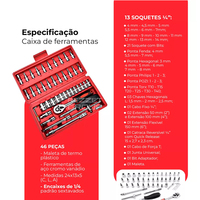 Kit de réparation automobile professionnel robuste de 46 pièces, OEM, 1 an, acier au carbone, clé à cliquet portable, jeu de douilles, coffret de transport