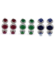 Offres Spéciales Conception Spéciale Or Blanc massif 18k 100% Diamant naturel Ovale Rubis Bijoux Boucles D'oreilles Pour Dame