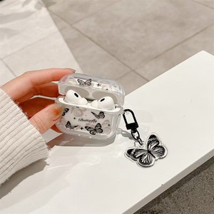 Étui de protection en TPU Design papillon noir à la mode pour <span class=keywords><strong>Apple</strong></span> pour AirPods Pro 2/3 génération sans fil pour écouteurs <span class=keywords><strong>Bluetooth</strong></span> fabriqués - Product Image 2