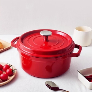 Panela de Ferro Fundido Esmaltado Multiuso para Ensopados e Sopas, Compatível com Fogão a Gás e Indução, com Tampa, Design Moderno, Presente de Inauguração de Casa - Product Image 1