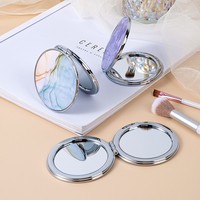 Vente en gros miroir de poche pour femmes petit miroir de voyage grossissant 2X imprimé fleur sac à main miroir compact cadeau unique pour artistique