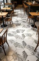 Carrelage mural hexagonal moderne en porcelaine 200x230mm avec motif feuille de Monstera, antidérapant, antibactérien, pour hall et hôtel