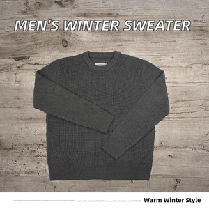 Pull à col rond épais d'hiver pour homme de haute qualité, à épaules tombantes, personnalisable, couleur personnalisée, laine/nylon, manches longues - Product Image 2