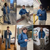 Veste de survêtement homme zippée intégrale col montant bleu marine avec passepoil bleu clair, poignets et ourlet côtelés, en polyester, pour le sport, fabrication OEM ODM, vente en gros, marque privée